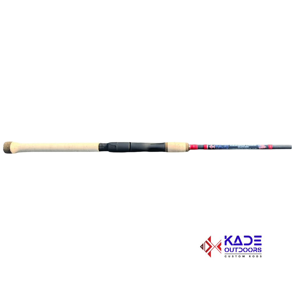 Walleye rod featuring Seaguide Alien reel seat with soft touch coating and AAA cork grips