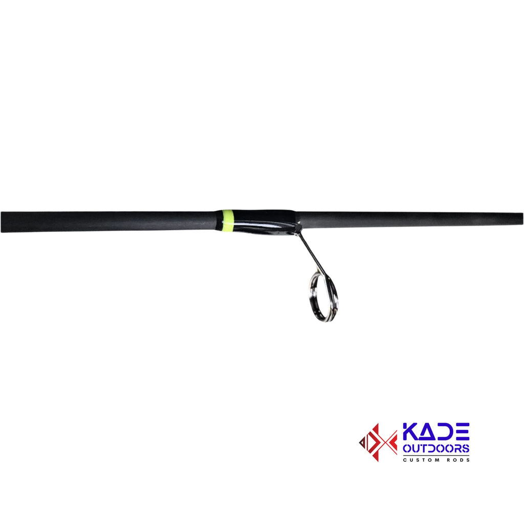 Long carbon fiber ice rod designed for panfish and light tackle fishing while standing