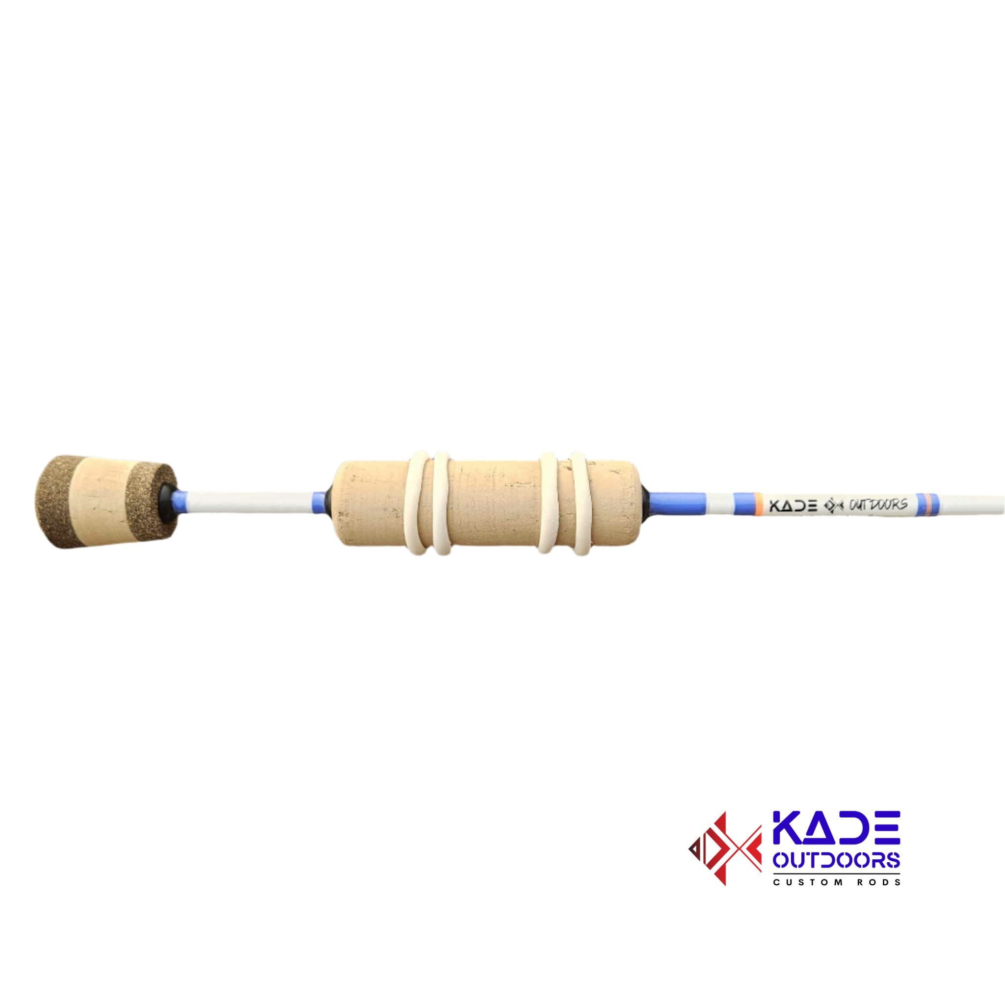 custom noodle ice fishing rod In Stock White Power with Neon Orange Tip 32